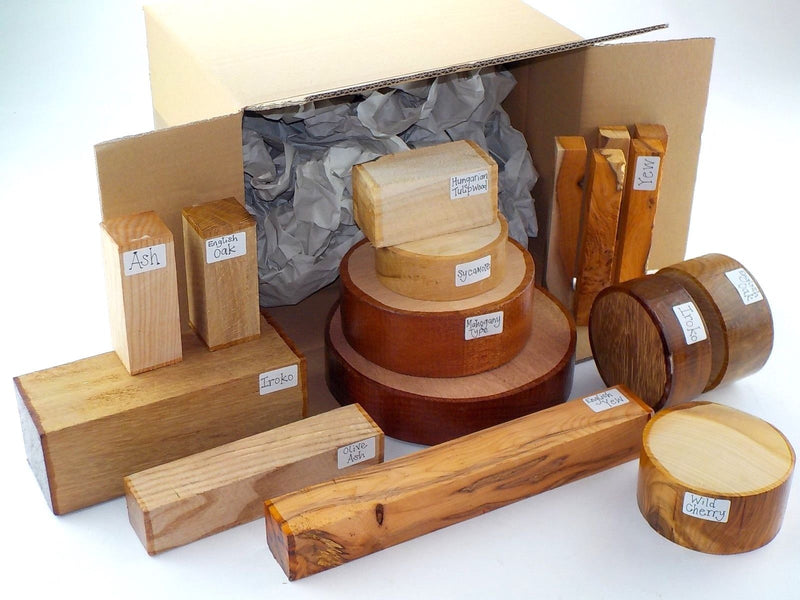 17 Piece Woodturners selection box with Yew pen blanks