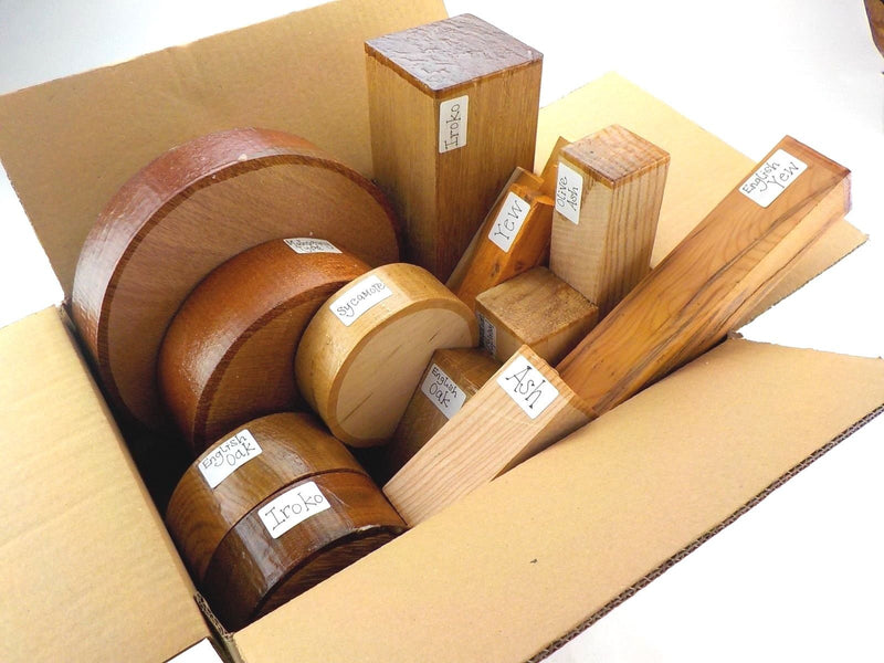 17 Piece Woodturners selection box with Yew pen blanks