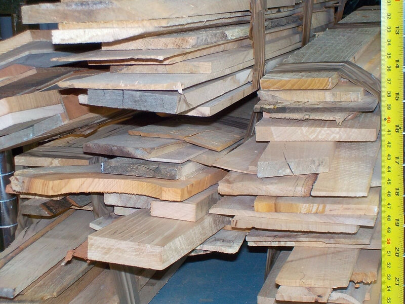 Sawn hardwood board offcuts. Mixed sizes & species. 5kgUPOC
