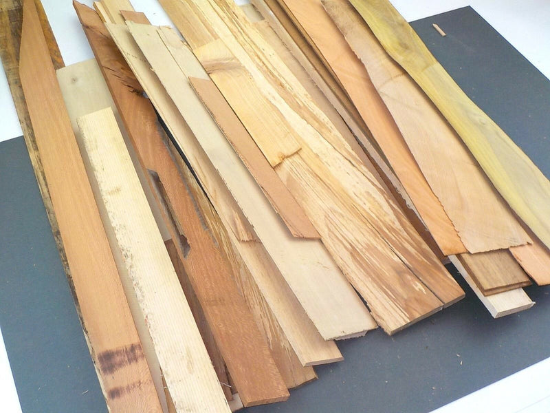 Sawn hardwood board offcuts. Mixed sizes & species. 5kgUPOC